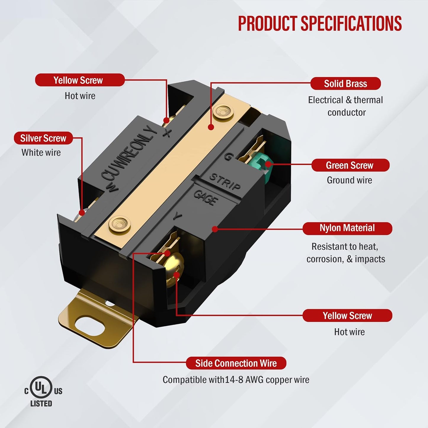 ENERLITES NEMA L14-30P Locking Plug Connector for Generator, Twist Lock Male Plug, 30 Amp, 125/250 Volt ,3 Pole, 4 Wire Grounding, Industrial Grade Heavy Duty, UL Listed, 66470-BK, Black