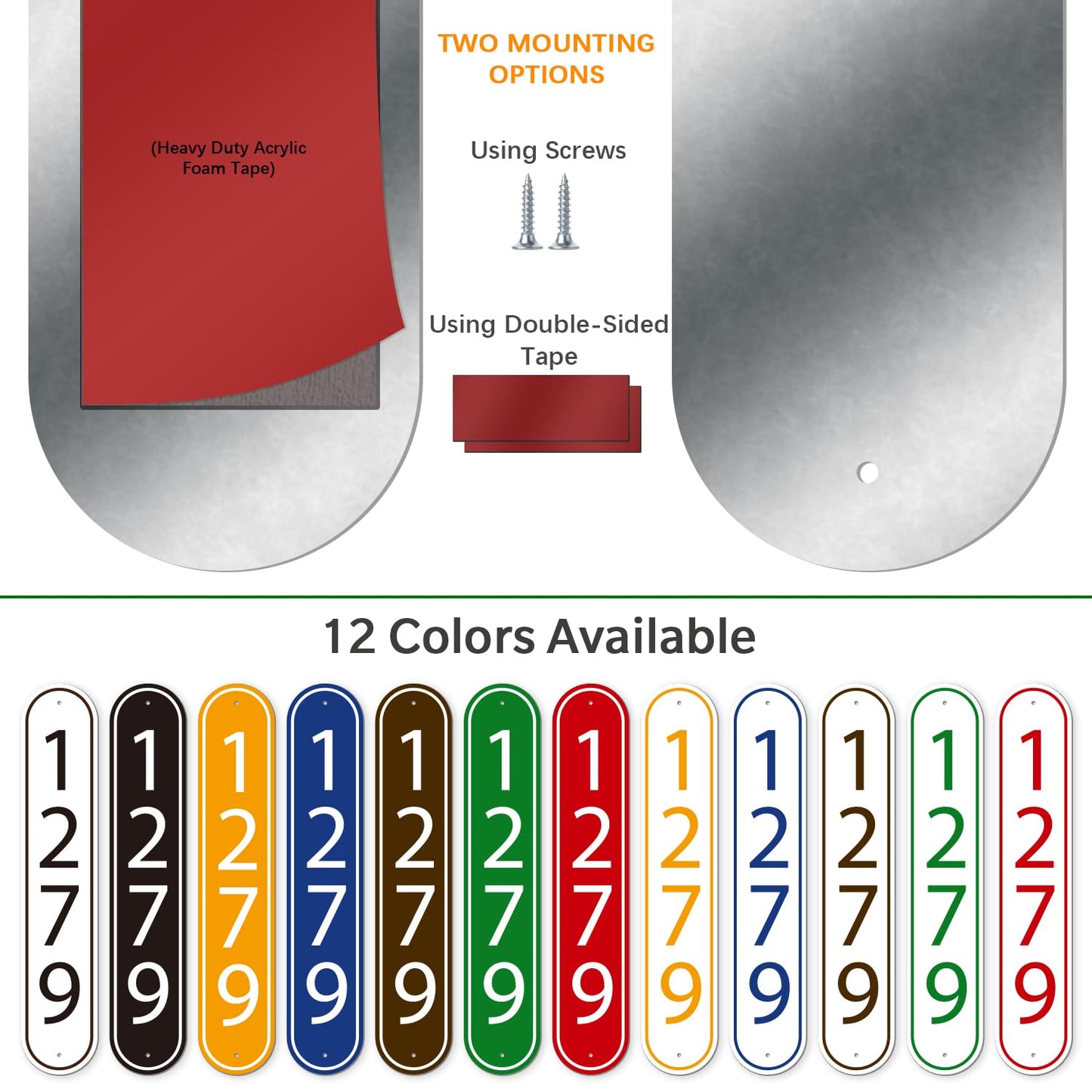 Custom Reflective Metal House Number for Outside (18" x 3.6") Address Plaque, House Address Sign - Mailbox Numbers for Outside, Personalized Sign for House, Vertical or Horizontal (NX01)