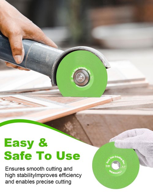 WENHUALI 4.5 Inch Diamond Rock Slab Grinding & Cutting Disc - 3 Pcs Angle Grinder Blade with 7/8" Arbor for Marble, Quartz, Ceramic, Glass, Tile, Jade & Rock Slab Trimming