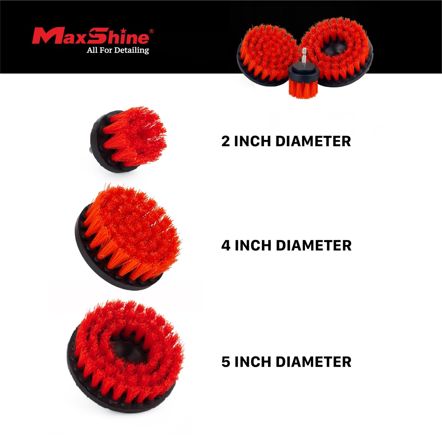 Maxshine 4” Universal M8 Medium-Duty Drill Brush – Upholstery & Carpet Scrubber Attachment for Car Detailing, Fabric, Seats, Floor Mats & Home Cleaning – Removes Stains, Grime, Spots & Buildup