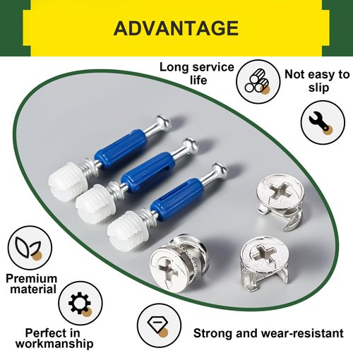 Tanbupu 120PCS Cam Locks for Furniture,3-in-1 Eccentric Hardware Wheels, Cam Lock Nuts and Cam Screws, Furniture Cam Lock Fasteners for Drawer Dresser Cabinet