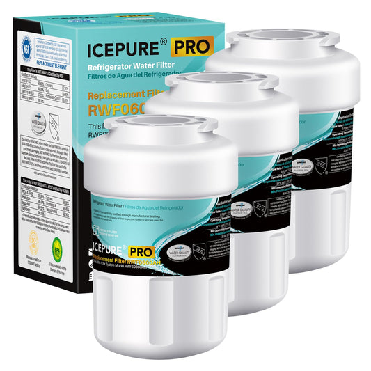 ICEPURE PRO RWF0600AH NSF/ANSI 401 NSF/ANSI 53 Certified Replacement For GE MWF Refrigerator Water Filter, MWFINT, MWFA, HDX FMG-1, GSE25GSHECSS, 46-9991, GSH25JSDDSS, GSHS6LGBBHSS, PC75009, 3PACK