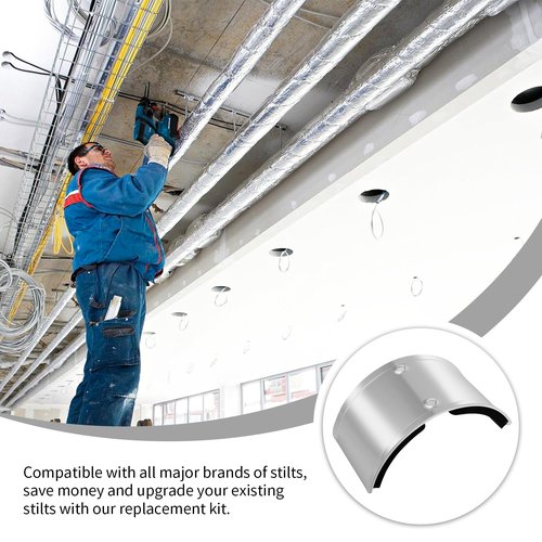 2PCS Drywall Stilt Replacement Parts, Universal Aluminum Alloy Curved Leg Plates, Stilt Accessories for Home Improvement, Wiring, Plastering, and Painting (2PCS Silver)