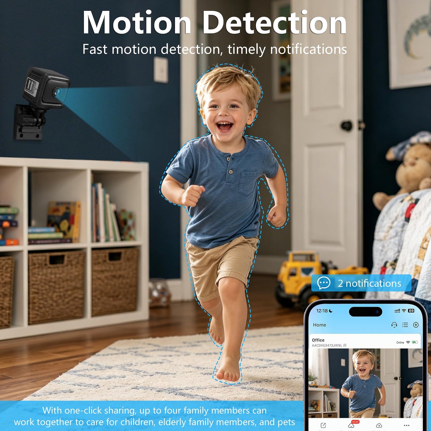 MDZUI Spy Camera Hidden Camera, 4K Mini Cameras with Motion Detection, for Nanny Cam Wireless Surveillance for Indoor Home and Office Black