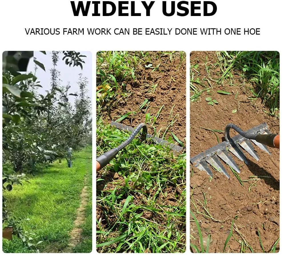 Garden Weeding Rake,Iron Weeding Rake 2.0 Carbon Steel Garden Hoe for 7 Tooth Multifunctional Nail for Lawn and Yard Hoe Tool (7 Teeth)