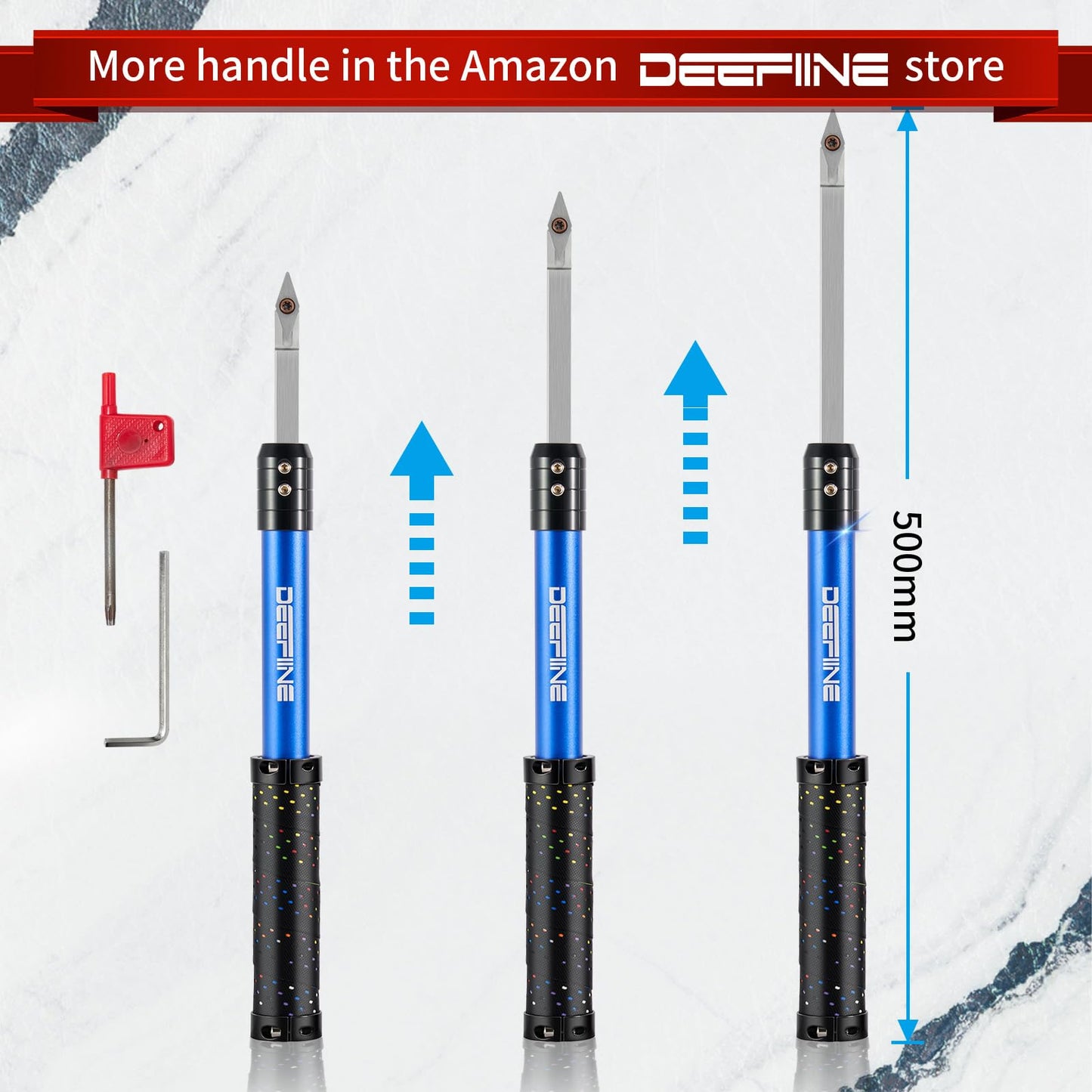 DEEFIINE Carbide Tipped Wood Lathe Turning Tools Set with Bowl sander, Lathe Rougher And Finisher Swan Neck Hollowing Tools and Interchangeable Foam Handle with 5pcs Carbide Inserts for woodturning