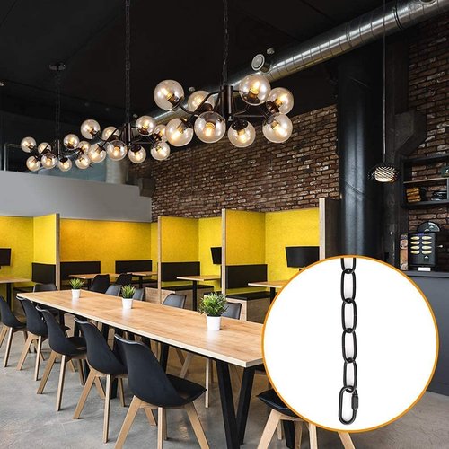 PEESIN 6 Feet Chandelier Chain, Black Chain for Hanging, Hanging Chain Extension with Connection Lock, Industrial Black Light Fixture Chain, for Chandelier, Plant, 50 BL