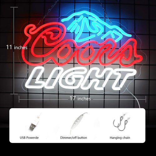 JFLLamp Crs LIGHT Neon Signs for Wall Decor Neon Lights for Bedroom Led Signs Suitable for Man Cave Bar Pub Restaurant Christmas Birthday Party Gift Led Art Wall Decorative Crs Light Bar Sign, 5V Usb Power, 17*11 Inch(Azure+red+white）