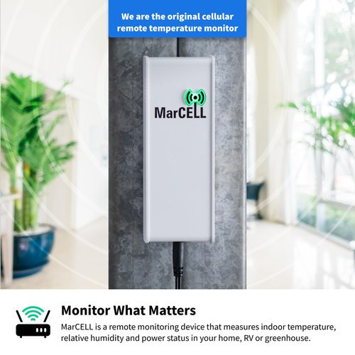 MarCELL Cellular Temperature, Humidity & Power Monitor (Verizon) - Made in The USA - RVs, Pet Safety Monitoring, Second Home Monitoring, Greenhouse Monitoring,- 24/7 Monitoring & Instant Alerts