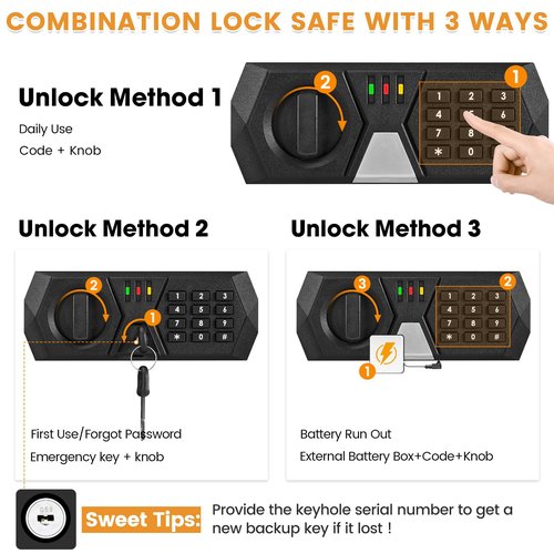 3.4 Cuft Fire Proof Safe for Home Documents, Safe Box Fireproof Waterproof, Digital Security Fire And Water Proof Safes Box With Combination Keypad, Mute Mode, Anti-Theft Alert Jewelry For Money Cash