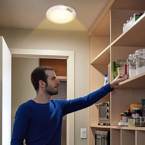 Awanber Motion Sensor Battery Operated LED Lights Indoor 210LM 3000K for Closet, Stair, Laundryroom, Stairwell, Hallway, Shed, Kitchen Cabinet - Warm White (2 Pack)