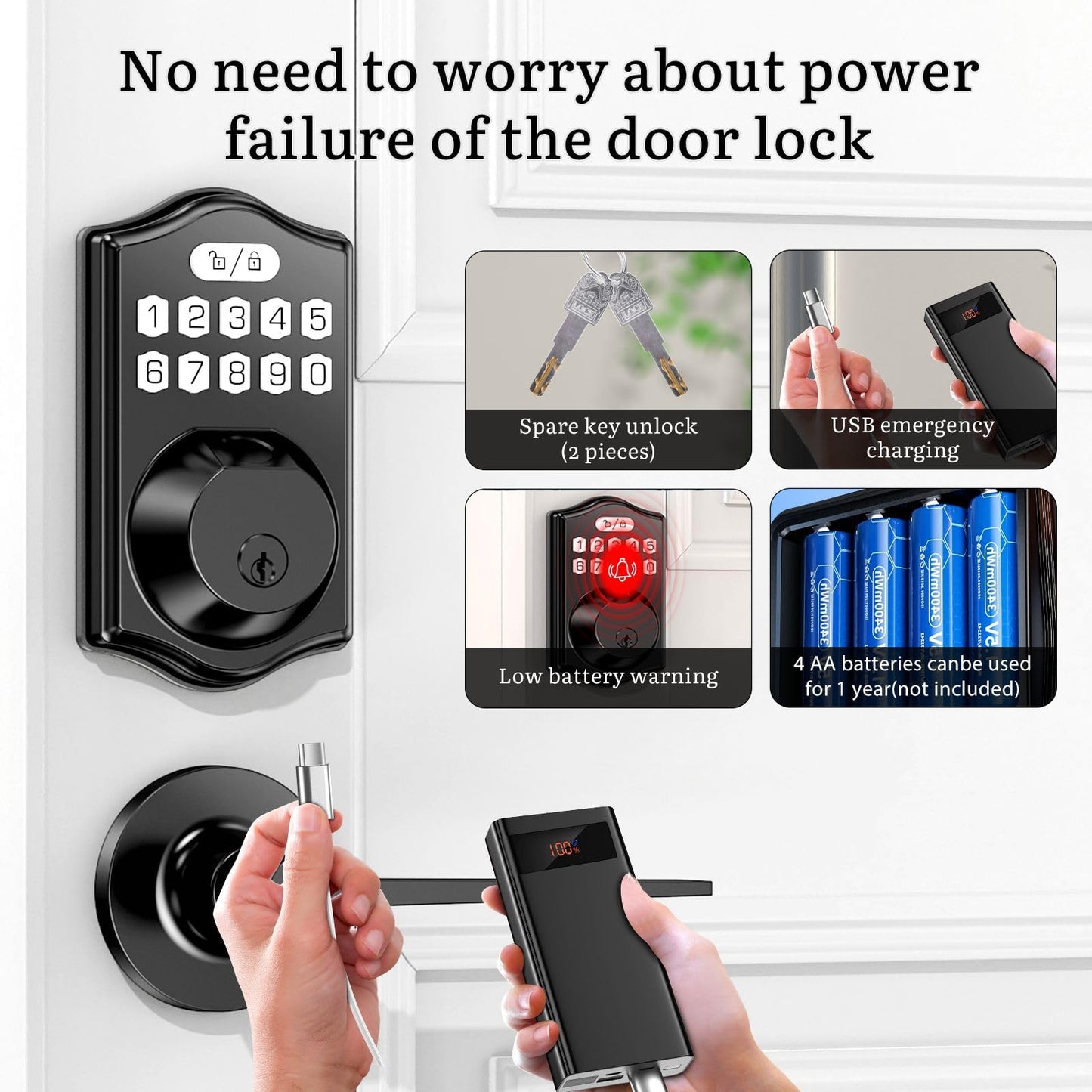 keyless Entry Door Lock deadbolt with Handle Set-Front Fingerprint Smart Locks with 2 Lever Handles-Keypad Code Deadbolt -App Control,Auto Lock