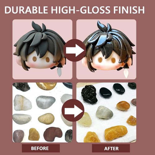 Air Dry Clay Varnish Set with 2 Brushes and 2 Dishes, 50ML x 2 Acrylic Glaze, Clear Clay Glaze Used to Prevent Clay Cracking, Scratches, and Wear, Having a Gloss Glaze Effect (Gloss)