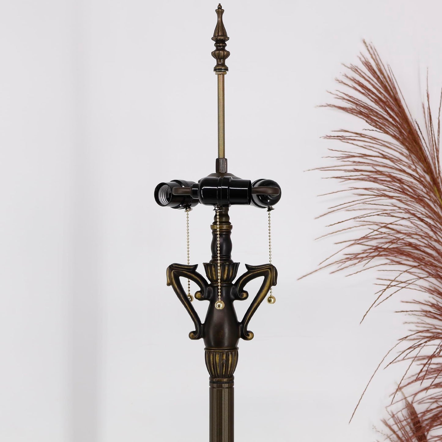 TCODTPOL Tiffany Floor Lamp Base Only, for 16-24 Inch Stained Glass Lampshade Height 71 Inch Bronze Finished Resin Base Antique Standing Lighting Base Replacement Only Wide 11 Inch(B (W11H71 Inch))