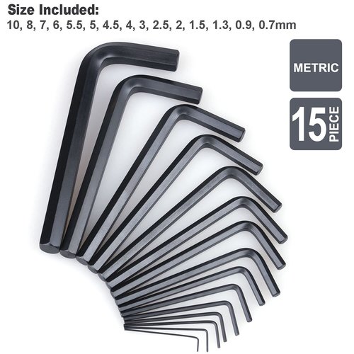EFFICERE 30-Piece Premium Hex Key Allen Wrench Set, SAE and Metric Assortment, L Shape, Chrome Vanadium Steel, Precise and Chamfered Tips | SAE 0.028-3/8 inch, Metric 0.7-10 mm | In Storage Case