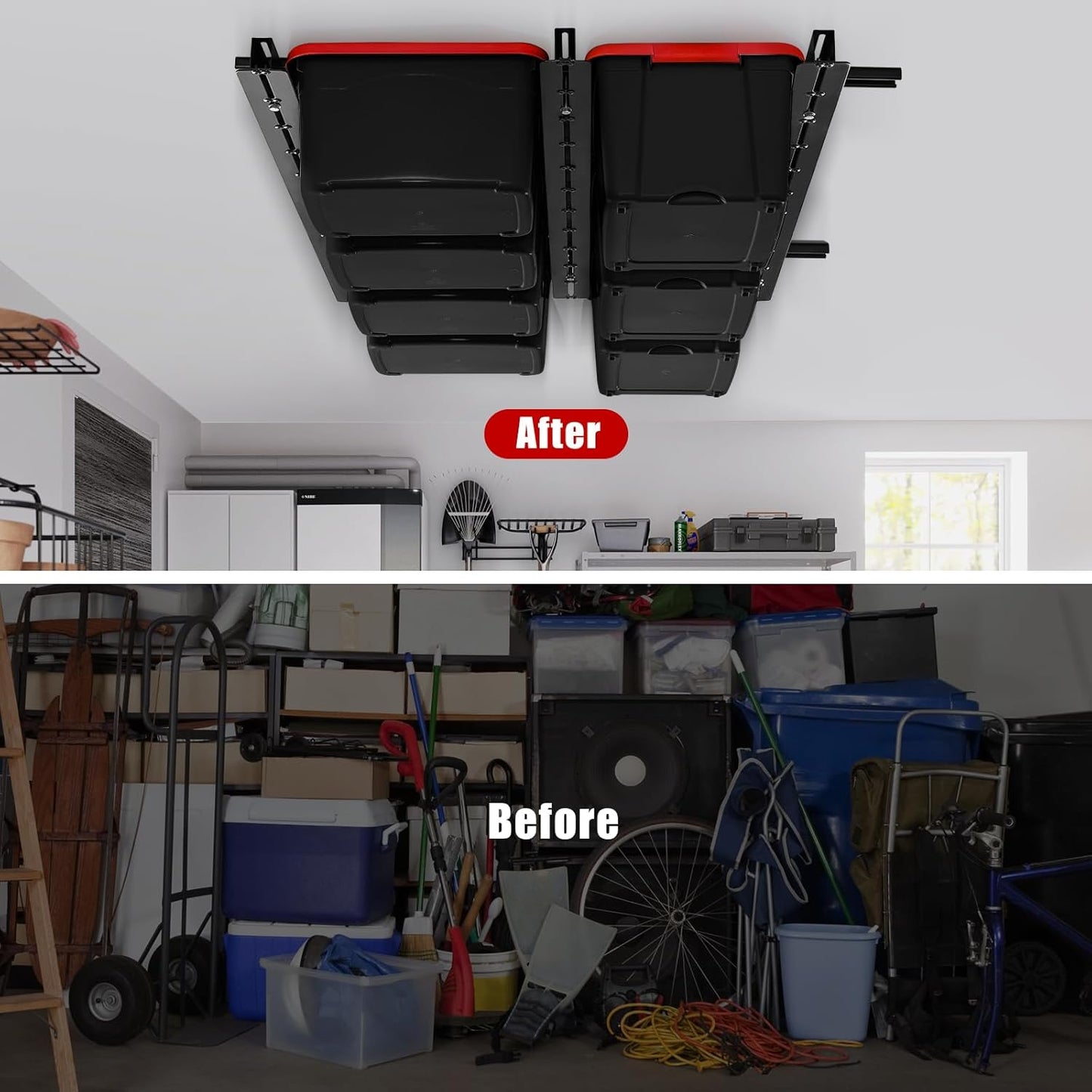 Ultrawall Overhead Garage Storage Racks, Adjustable Garage Ceiling Storage Rack, Heavy Duty Garage Organizer Hanging Storage Rack for Most Storage Bins/Totes/Container, 48" x 48"
