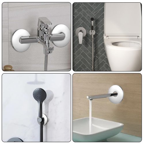 Ymapinc 4Pcs Large Shower Arm Flange, 3.15inch Shower Faucet Cover Plate for Head Arms and Plumbing Cover Plates, Stainless Steel Pipe Escutcheon Plate (Inner Diameter: 0.83in)