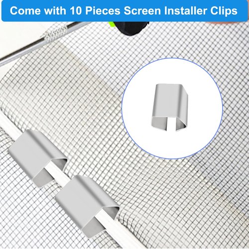 Window Screen Repair Kit Mesh Screen Spline Roller Repair Tools Kit with Screen Installer Clips, Metal and Plastic Spline Fixing Tool Kit for Window Screen (Colorful)