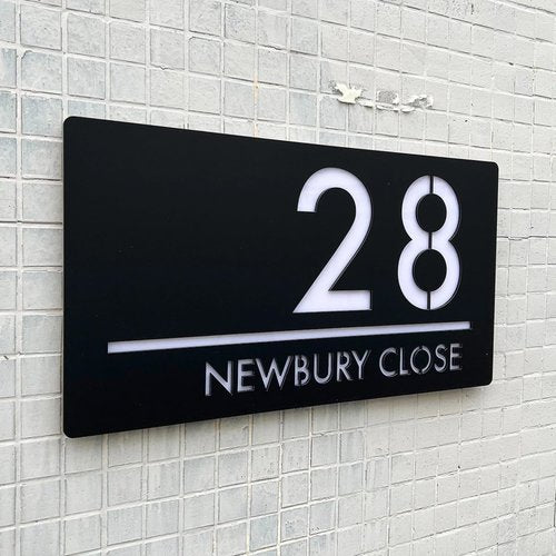 Customized Sign Outdoor House Numbers Plate Personalized House Number Plaque Modern Acrylic Laser Cut 3d Home Number Address Plaques with Street Name for House (White gold)