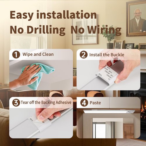 Under Cabinet Lighting 11.8in,Wireless LED Motion Sensor Light Indoor,50 LED Rechargeable Battery Operated,3 Color Temps,50-150LM Dimmable USB Closet Lights,2200mAh,Non-magnetic attraction （2 Pack）