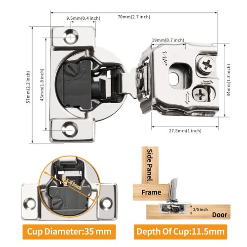 Chibery 2 Pack 1-1/4" 4D Overlay Soft Close Concealed Hinges for Face Frame Door, Control Closing Speed, Smooth Slow Self Close Hinges, Satin Nickel, 105° Open Angle Stainless Steel Cabinet Hinges