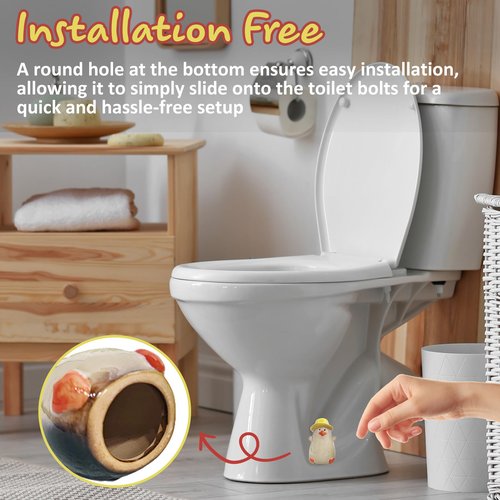 4 Pack Toilet Bolt Covers with 2 Pack Cute Duck Ceramic Toilet Bolt Caps and 2 Pack Universal Screw Covers Caps, LIKEYO Decorative Fun Bathroom Decor Replacement Parts
