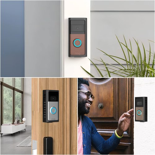 PUUUCI No-Drill Doorbell Mount for Ring Battery Video Doorbell 2/3/4/(2020 Release)/(2024 Release)/Plus/Pro, Adhesive Steel Metal Doorbell Mounting Bracket Accessories for Apartment, Home, Business
