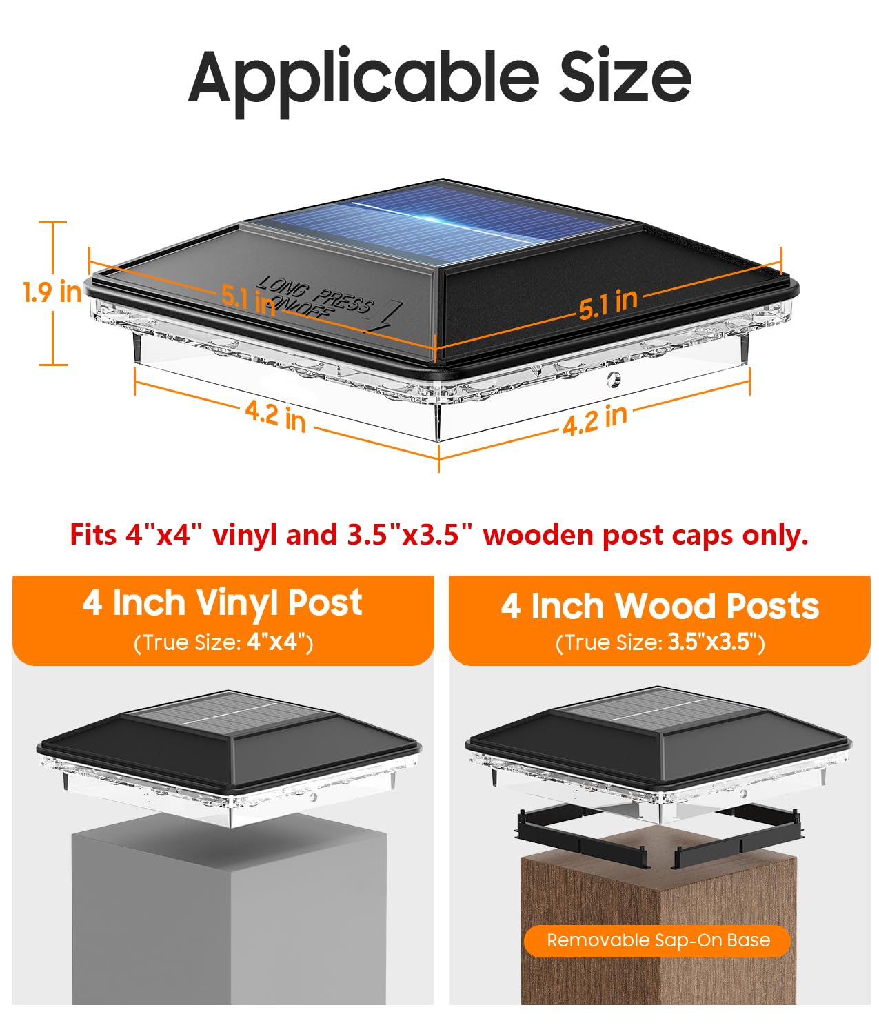 ENSLI 6 Pack 4x4 Solar Post Cap Lights Outdoor, 3 Modes 16 LEDs Fence Post Solar Lights, Focused Lens Deck Fence Post Lights Solar Powered Waterproof Fits 4x4 3.5x3.5 Vinyl Wooden Posts for Deck Porch