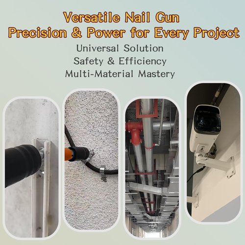 Concrete Nail Gun Kit with 200 Round Nails Professional Concrete Nailer, 5-Speed Mini Steel Nail Gun for Brick, Concrete Walls, Ceiling Anchors Portable Nail Gun for Woodworking, Concrete