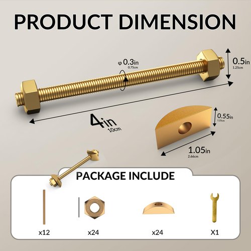 AIYOTAR Countertop Connector Bolts, M8x100mm Joint Fasteners, Furniture Fastening Kit, Drawbolt/Bed/Butcher Block Miter Draw Bolt Flip Connector, 6Pcs