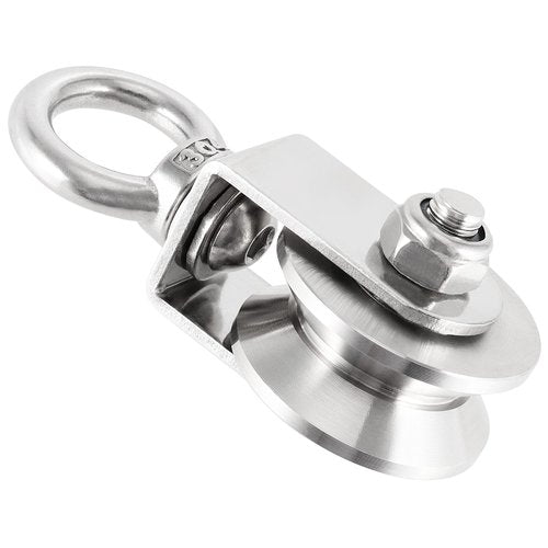 PINGEUI 2 Pack V Type Swivel Pulley, 304 Stainless Steel Duplex Bearing Super-Silent Detachable 360 Degree Rotation Heavy Duty Traction Wheel, 441 lbs Capacity