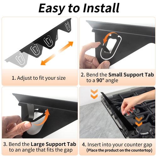 Stainless Steel Stove Gap Covers (2 Pack), Upgraded Version, Stove Gap Filler, Oven Gap Filler for Kitchen Counter, Range Trim Kit, Heat Resistant, Adjustable Length 13.8” to 27.5”, Width1.3”