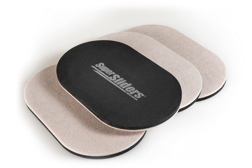 Super Sliders 3 1/2" x 6" Oval Reusable Furniture Sliders for Hard Surfaces - Effortless Moving and Surface Protection, Beige (4 Pack)