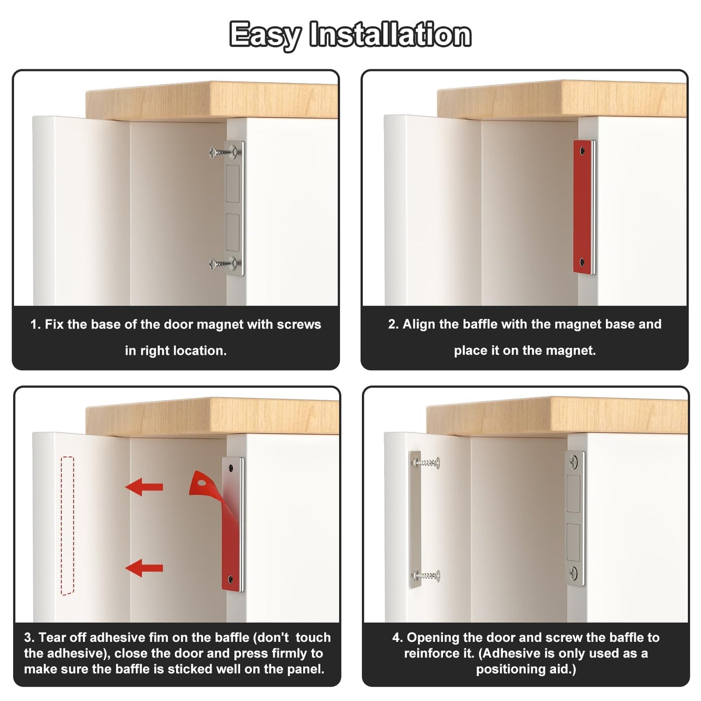 Magnetic Door Catch, Jiayi 30 LB Cabinet Door Magnetic Catch Heavy Duty, 2 Pack Magnets Door Closer, Screw on Magnet Closet Door Catch, Double Drawer Magnets Latch for Wardrobe Cabinets Closing