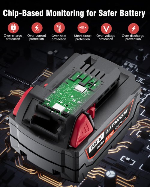 HOCHSTERN 4Pack 6.0Ah Replacement for Milwaukee M-18 Battery Compatible with Milwaukee 18V Lithium Battery 48-11-1862 48-11-1852 48-11-1882 Cordless Tools