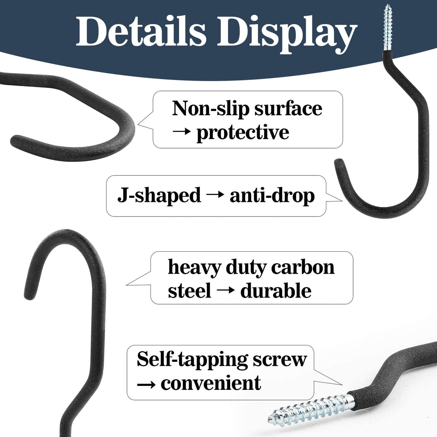 MAQIHAN 10 Heavy Duty Wall Mount Storage J Hooks - Bicycle & Ladder Hangers, Garden Yard Tools Organizer