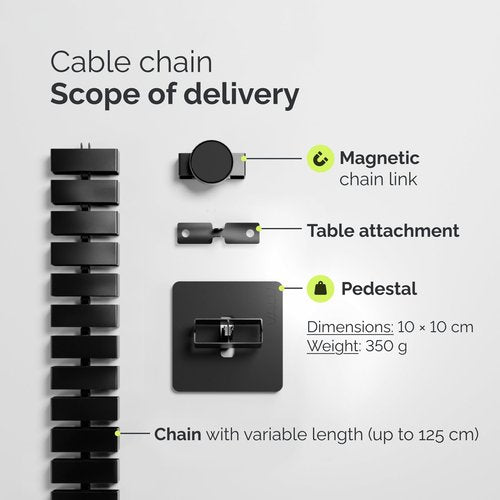 VALU Cable Management Spine – 49 Inch Cable Organizer for Standing & Fixed Desks – Sturdy & Flexible with Magnetic Link – Cord Management System Under Desk with Steel Base & Non-Slip Pads