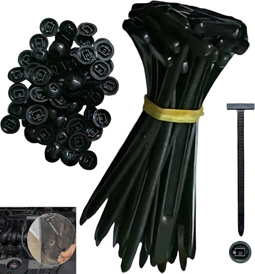 Nylon Universal Cable Tie Buckle – Heavy Duty Self-Locking Zip Ties Holder, Multipurpose Plastic Cable Ties Tool, UV Resistant Zipties High Temperature for Car Daily Auto Fixing (20pcs)