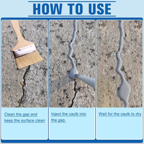 Concrete Caulking Adhesive, Self-Leveling Sealant Crack Repair, Heavy-Duty Concrete Crack Filler for Driveway, Weather Resistant Quick-Drying Sealant for Outdoor (500ml)