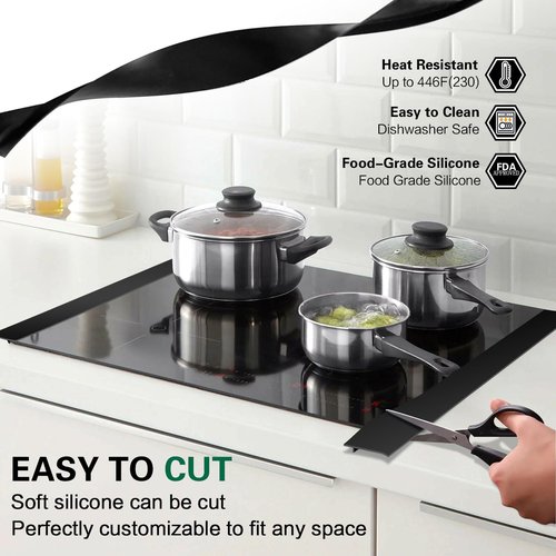 Rovhity Stove Counter Gap Covers 2-Pack, Heat Resistant Stove Gap Filler,stove guards for counter, Easy to Clean, 21 Inch Black silicone stove gap cover
