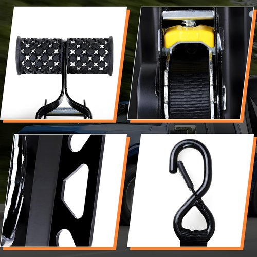 2PCS Retractable Ratchet Straps for 2015-2025 Ford F150 & Raptor, 10 Ft Super Duty Truck Self Retracting Tie Down Anchor Auto Ratchet Straps Replacement for F-150/F250/F350/F450/F550 Bed Accessories