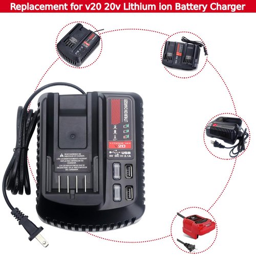 Tulepowceeng CMCB104 Fast Charger Compatible with Craftsman 20v V20 Lithium Battery CMCB201 CMCB202 CMCB205 CMCB209 CMCB206 CMCB202-2 Replacement for 20v Battery Charger CMCB100 CMCB102 CMCB124