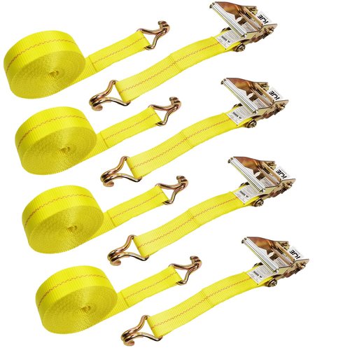 4 Pack 2" x27' Ratchet Strap Tie Down 10000lbs J Hook,Heavy Duty Tie-Down Ratcheting Cargo Truck Straps Wire Hook Ends, J-Hook Ratchet Strap TieDowns KJE