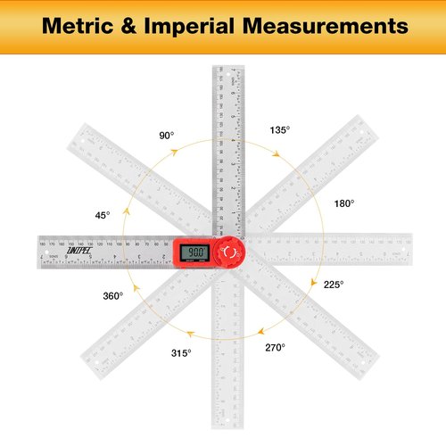 UNIPEC Digital Angle Finder Protractor, Angle Finder Ruler,Stainless steel 7inch 200mm 7inch/200mm, Angle Measuring Tool for Woodworking,Carpenter,Construction,DIY Measurement (Stainless Steel)