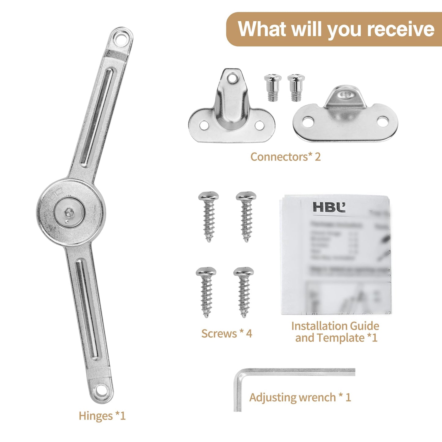 2 Pack | Soft Close Hinges for Wooden Toy Box - HBL' Lid Stay Hinges for Chest & Cedar Storage Box, Zinc Alloy, Adjustable Tension for Safe & Smooth Soft Closing.