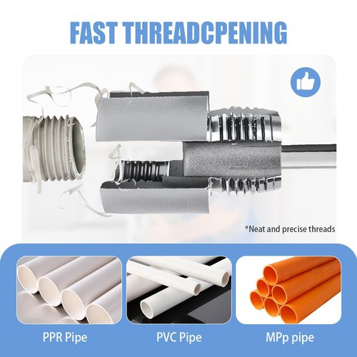 2PCS Integrated Internal & External Pipe Threading Tool,Pipe Sizes Rethreading Tool Pipe Thread Cutting Tool for Electric Drill (1/2"+3/4")