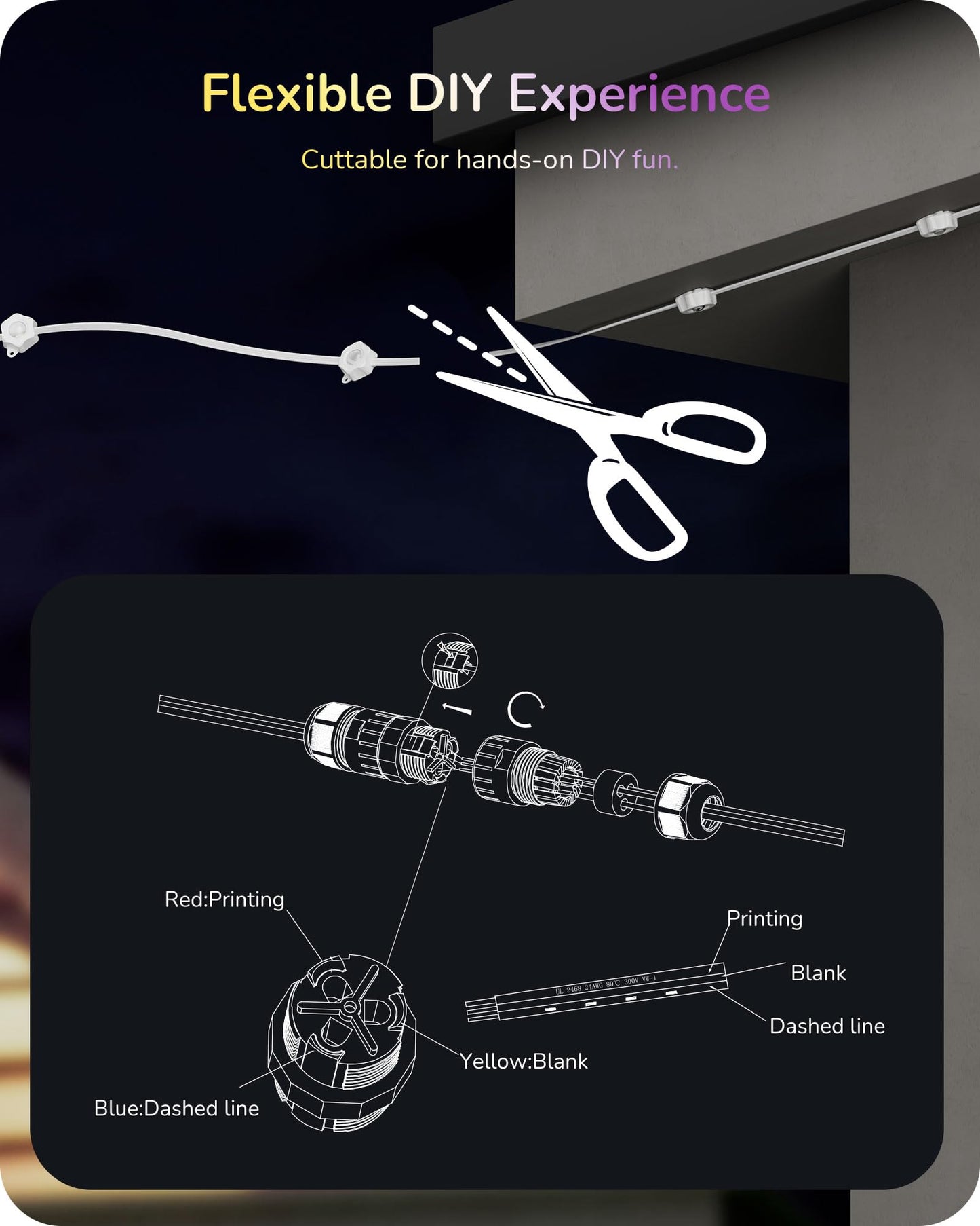 EDISHINE 150FT Cuttable Permanent Outdoor Lights Pro, 90 RGBIC Warm/White LED Eave Lights, 111+ Scene Modes House Lights Outdoor All Year, App/Voice/Remote, IP67 Waterproof for Party & Holiday Decor