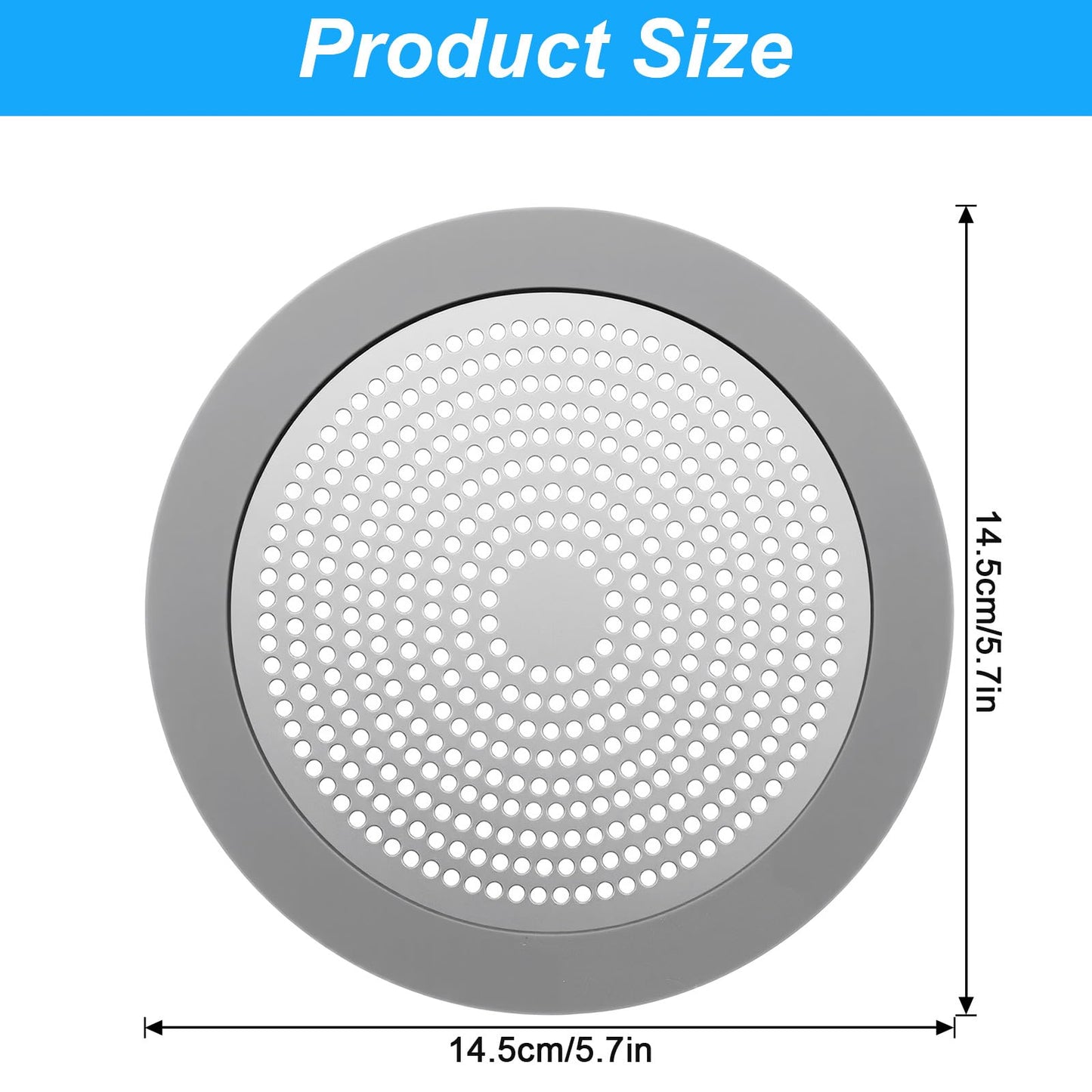Flat Shower Drain Hair Catcher 5.7in Steel Shower Drain Cover Hair Catcher