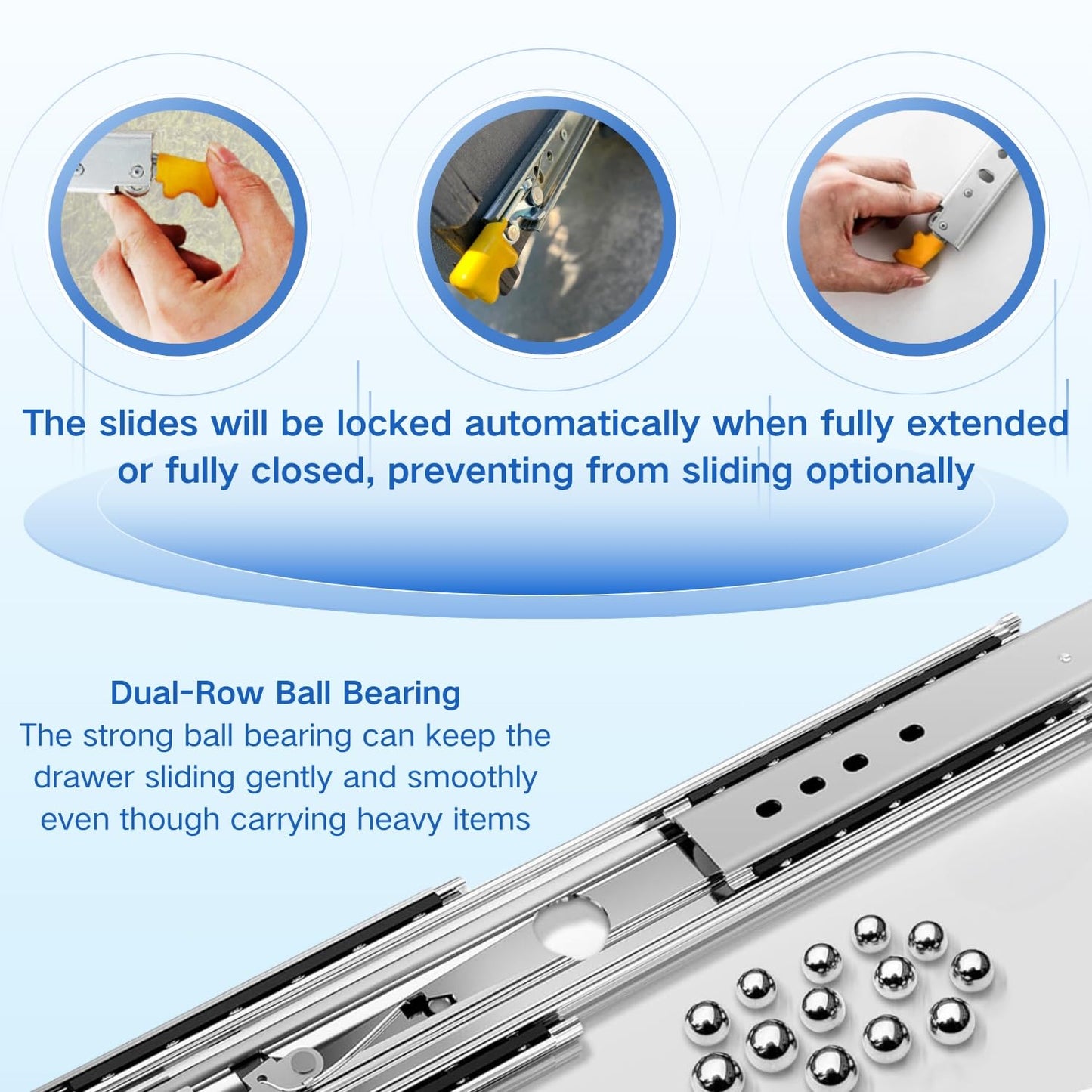 1 Pair Heavy Duty Full Extension Drawer Slides with Screws 12in 22in 36in 60in 72in 76in 80in 500 Lbs Load Capacity Locking Drawer Slides, Ball Bearing, Side Mount Drawer(68in)