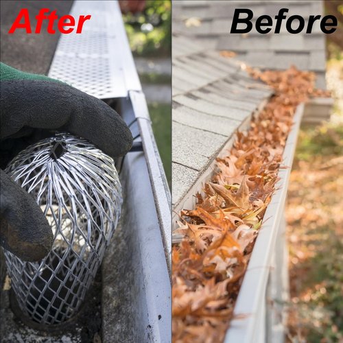 5 Pcs Gutter Downspout Guards, 3.5 Inch Expandable Aluminum Downspout Gutter Guard Strainer Filter, Gutter Filter Strainer Protectors Stops Blockage Leaves Debris